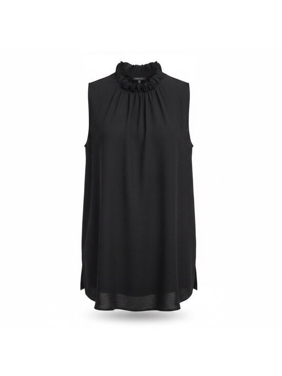 Lafayette 148 Tops - Lafayette 148 Womens Black Silk Sleeveless Ruffle Neck Blouse Size M